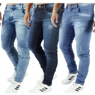 Promoção Calça Jeans Masculina Barata Slim Elastano - Preto