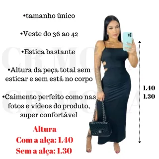 Vestido feminino canelado top longo de alcinha com fendas laterais - Moda Raryel - Rose