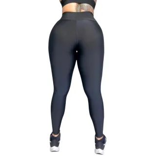 Legging Preta Rasgada + Top Fitness Cós Alto - Conjunto Academia - P