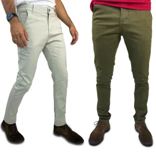 Kit Social Slim Masculino: 2 Calças de Alfaiataria Esporte Fino com Bolso Embutido - 1 PRETA + 1 CAQUI