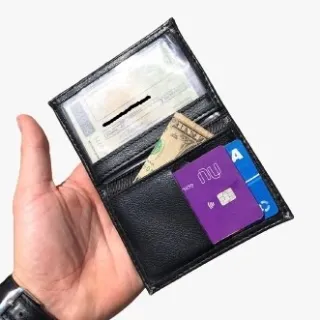 Porta Cartão CNH Slim Pequena Masculina, Carteira - Preta