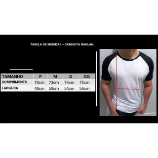 Camisa Raglan Masculina Manga Curta em Algodão Premium - BRANCO COM MANGA PRETA