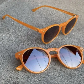 Mabu - Óculos de Sol Redondo Casual Uv400 - Animal Print C/ Marrom