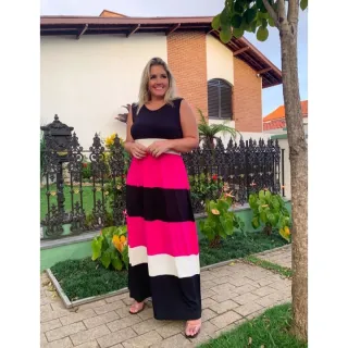 Faixas Regata Longo Náutico Vestido com - Vermelho c Azul Marinho