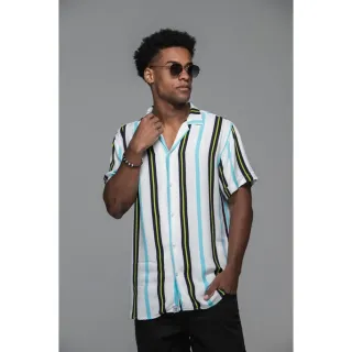 Estampada viscose masculina camisa de botão Bondi - M