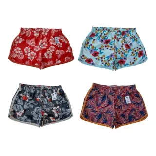 Bermuda Estampada Tactel Feminina - Kit com 02 Shorts - sortidas