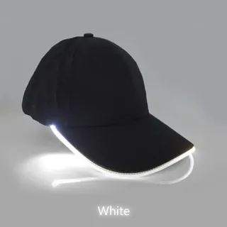 Moda Personalidade Boné Luminoso LED Unisex Corrida Fibra Óptica - White/Pink