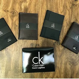 Carteira Masculina Varias Marcas Couro Legitimo RG-CNH - OKLY PRETA CARIMBO