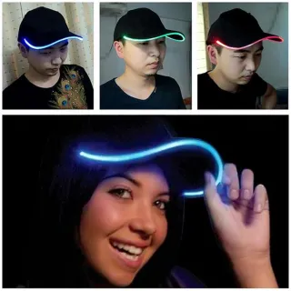 Moda Personalidade Boné Luminoso LED Unisex Corrida Fibra Óptica - White/Pink