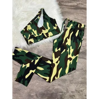 Calça Legging e Top de Um Ombro - Conjunto Fitness - Zebra