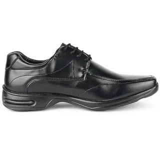 Relógio Original + Kit Sapato Social Masculino Elegante Ortopédico com Palmilha em Gel - Preto