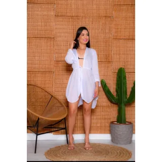 Saida Piscina Manga Longa Curta Kimono 2022 - Preto