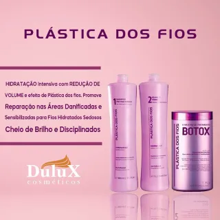 Plástica dos Fios - Kit Shampoo Pré-Tratamento 1L + Selagem Térmica 1L + Botox 1Kg - Único