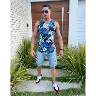 Moda masculina: camiseta regata longline, moda praia e verão - E15