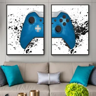 Video game gamer controle jogos quadro decorativo 2 peças 40x60 para sala quarto - Único
