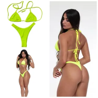 Moda Praia Biquíni Luxo Asa Delta Sem Bojo Calcinha Fio Dental - CONJUNTO BIQ.ROSA