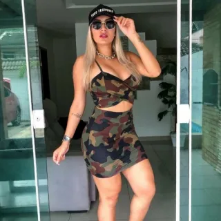 Kit Saia + Croped com Bojo para Blogueiras - AZUL ANIL BORBOLETAS