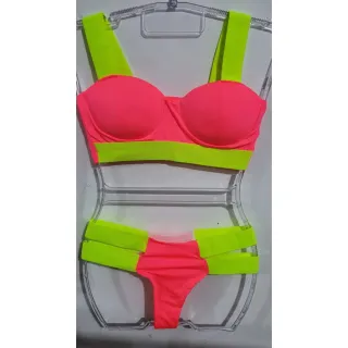 Tendência Blogueira: Biquíni Feminino Neon com Elástico - Onca (Elastic Amarelo/Laranja)