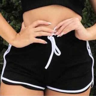 Moda Blogueira Short Feminino Verão Malha Ribana Canelada - Pink