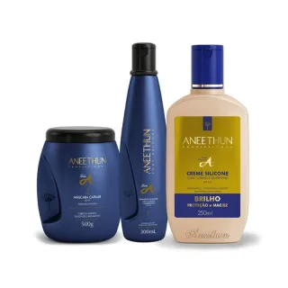 Hidratação Imediata - Kit Aneethun Linha A (Shampoo, Máscara e Creme Silicone) - CREME DE SILICONE CACHOS 250ml