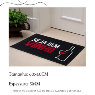 Capacho Estampado Antiderrapante - Tapete de Boas-vindas Emborrachado para Entrada de Casa - ROSA DOCE LAR