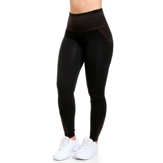 Detalhe em Risca - Calça Legging Fitness Cós Alto - Marrom