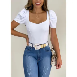 Blusinha Cropped Feminina com Manga Princesa Bufante e Bojo - Alicia Suplex Premium - Indisponivel 1