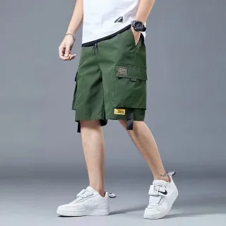 Shorts Masculino de Moda Esportiva com Bolso Lateral - Verão - Preto A