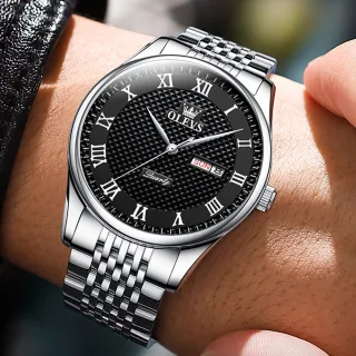 Relógio OLEVS Luxo Prova Da Água Original Masculino Preto Prata Aço Quartzo 5562 - Branco