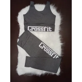 Conjunto Legging + Top Academia Moda Feminina - Cinza