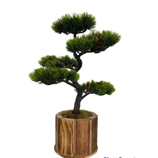 Vaso Cerâmica Bonsai Artificial Grande - Folhas Realistas - vaso em madeira