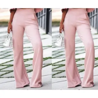 Malha Ponto Roma Calça Flare Feminina Cintura Alta com Elasticidade - Branca