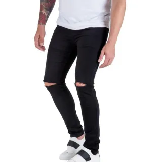 Rasgada Preta Masculina Calça Jeans Skinny - 46