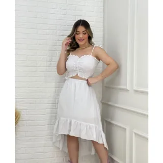 Cropped mais saia conjunto - Rosa