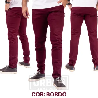 Calça Brim Social Masculina Esporte Fino com Elastano - AZUL MARINHO+CREME AREIA+PRETA