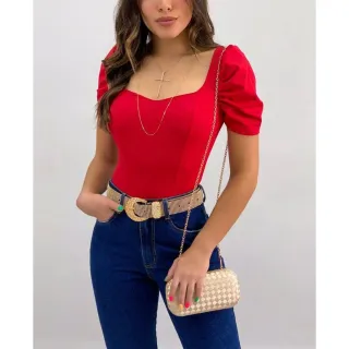 Blusinha Cropped Feminina com Manga Princesa Bufante e Bojo - Alicia Suplex Premium - Indisponivel 1