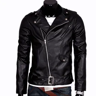 Jaqueta de Couro Masculina Slim Fit - Estilo Motociclista - M