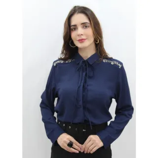 Feminina Manga Longa Camisa Social - Branco