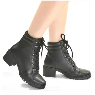 Bota Feminina Napa com Aplicações - Coturno de Cano Baixo - Preto