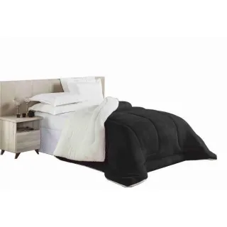 Manta Sherpa Dupla Face Peludinho Casal Queen Cobertor Edredom - Coberdrom Sherpa Cinza