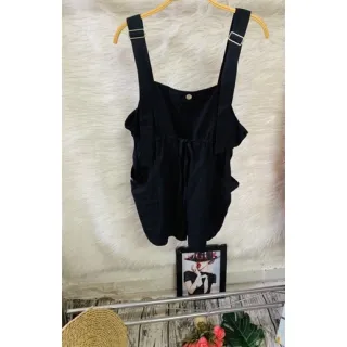 Novidade: Macaquinho feminino curto em algodão com alças - B313 - Rosa