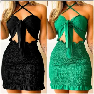 Vestido Blogueirinha Elastec Tubinho Feminino Curto - Verde água