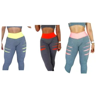Treino Fitness Conjunto Top + Calça Legging, Kit Academia 3 peças - M