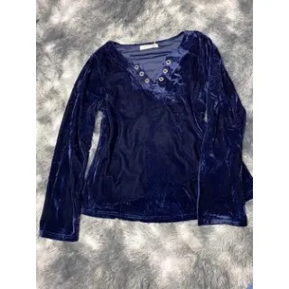 Blusa de veludo manga longa outono inverno LY-6302 - Azul Marinho