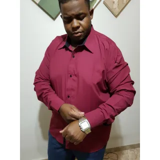 Camisa Social Plus Size Masculina G5 ao G10 - Pronta Entrega no Brasil - Azul Marinho