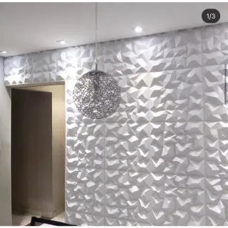 Painel 3D Revestimento Parede Gesso Luxo - Kit com 10 Placas - Estrela Preta