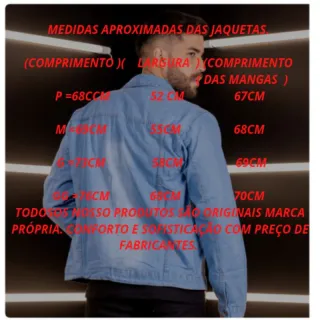 Jaqueta jeans masculina com bolso embutido e brilho - Luxo - Jaqueta jeans clara.
