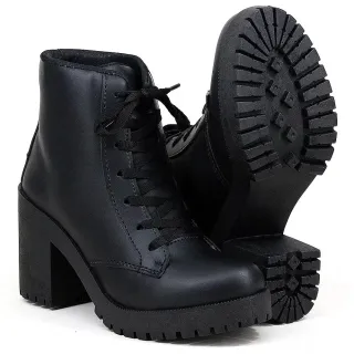 Direto da Fábrica: Bota Feminina Coturno com Sola Tratorada - Vinho