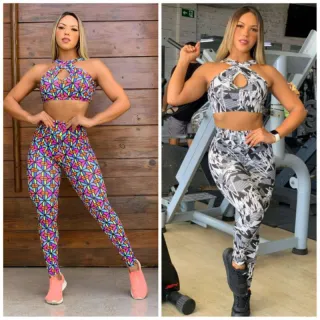 Calça + Top Fitness SUPLEX Conjunto 3em1 - ESTAMPADO *02