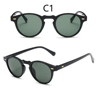 Unissexo UV400 óculos de sol redondos com armação pequena - C2